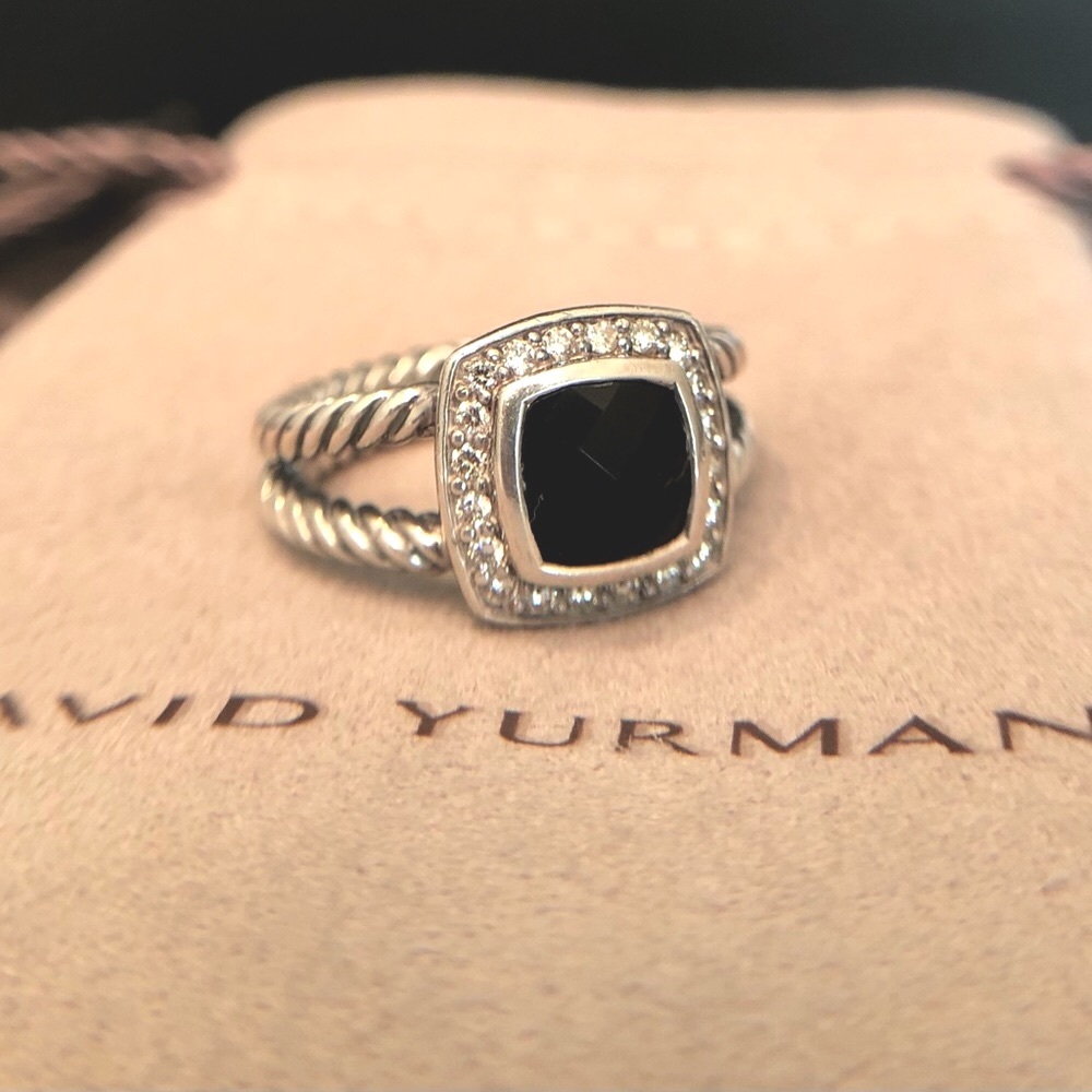David Yurman Albion Black Onyx & Diamond Ring